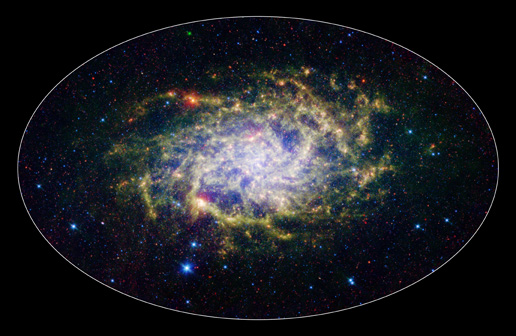 הגלקסיה M33 בידי טלסקופ החלל שפיצר, 2009
