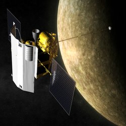 المركبة الفضائية ميركوري ماسنجر بالقرب من كوكب هيما. الرسم التوضيحي: ناسا