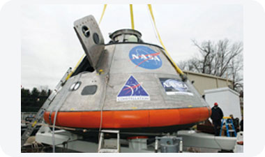 Full scale model of the Orion spacecraft command vehicle