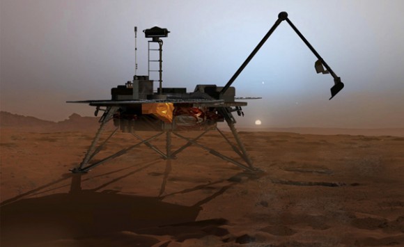 تصور المركبة الفضائية فينيكس على المريخ