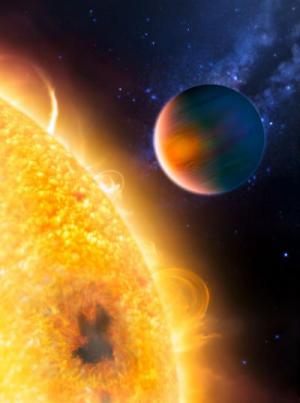 הדמייית אמן של הפלנטה HD189733b. זכויות: ESA, NASA and G. Tinetti (University College London, UK & ESA) הדמייית אמן של הפלנטה HD189733b. זכויות: ESA, NASA and G. Tinetti (University College London, UK & ESA)