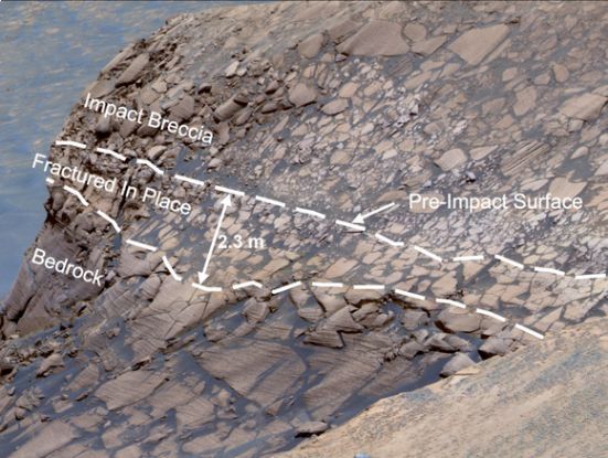 A panoramic photograph of the eastern region of Cape Verde on Mars, showing a surface scarred by impact craters