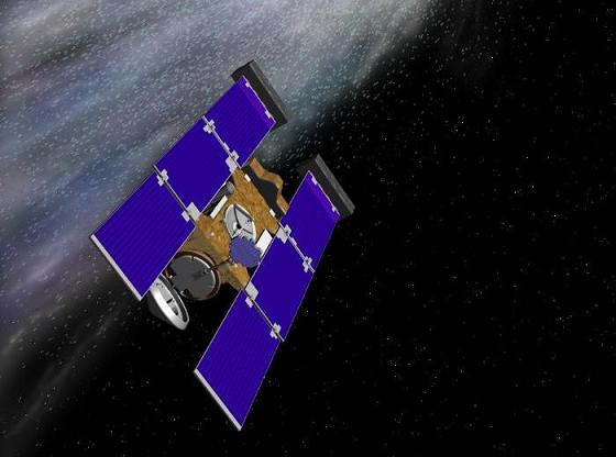 In the picture: an artist's rendering of the Stardust spacecraft at the beginning of its journey within the cloud of gas and dust surrounding the comet Wilt 2. The white area represents the comet. The pickup net is the tennis racket-like bone that extends out the back of the scapula. Illustration: NASA