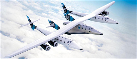 The white knight carries the spaceship Spaceship 2. Image: Virgin Galactic