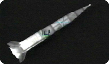 מבט מהחיישן האלקטרו-אופטי המותקן בטיל, בעת ניסוי יירוט של טיל מטרה.