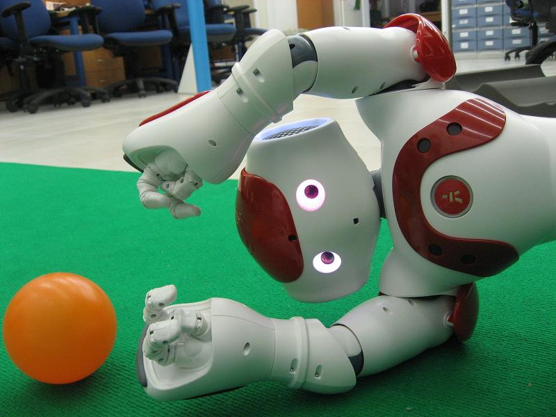 The goalkeeper of the robot soccer team of Bar Ilan University in the RoboCup 2009 competition. Photo: Prof. Gal Kaminka