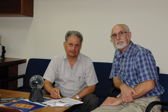 Right: Dr. Alexander Milner and Prof. Yechiam Pryor. touching non-touching