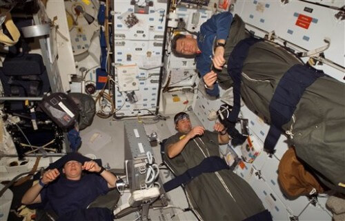 Astronauts sleep on the International Space Station. Photo: NASA