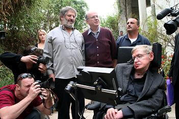 Stephen Hawking visits the Jewish-Arab joint village at Neveh Shalom on Tuesday, 12 December, 2006. (Photo by Mati Milstein for the British Embassy in Israel)