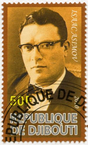 Stamp in memory of Isaac Asimov. Photo: Olga Popova / Shutterstock.com