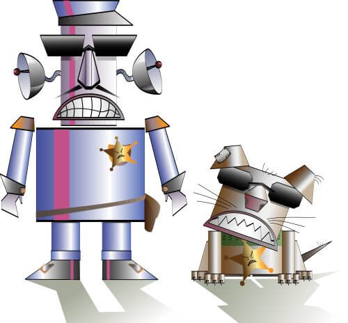 Robot policeman and his dog. Illustration: shutterstock