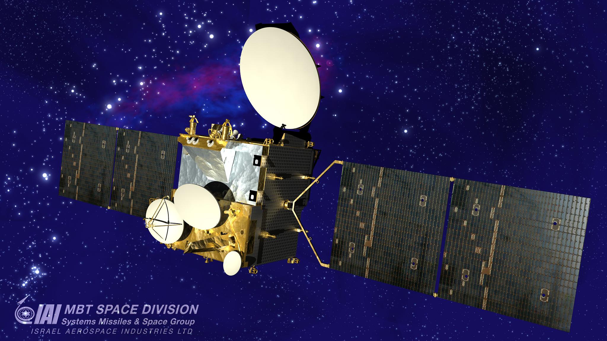 The Amos 3 satellite serving Israel and Europe. Amos 5 will serve Africa. Illustration: Communication space