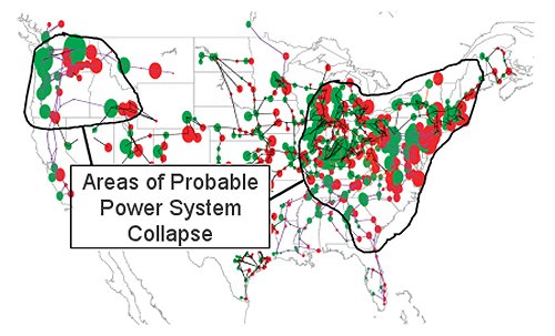 The areas in the US that are vulnerable to a strong geomagnetic storm. Source: National Academy of Sciences.