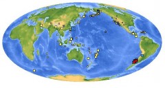 מיקום רעידת האדמה בצ'ילה. 27 בפברואר 2010. איור: השירות הגיאולוגי של ארה"ב USGS