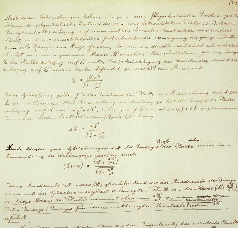 אחד מכתבי היד המוצגים בתערוכת איינשטיין באקדמיה הלאומית למדעים, מרס 2010