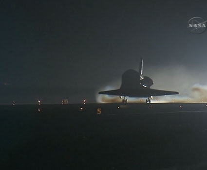 Night landing of the space shuttle Endeavour, February 21, 2010