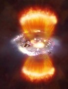 התפרצות עצומה של חומרים מתוך חור שחור במרכז גלקסיה. איור: נאס"א