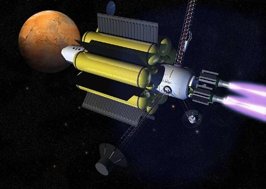 Artist's impression of VASIMR engines in action. Image source - Wikimedia Commons