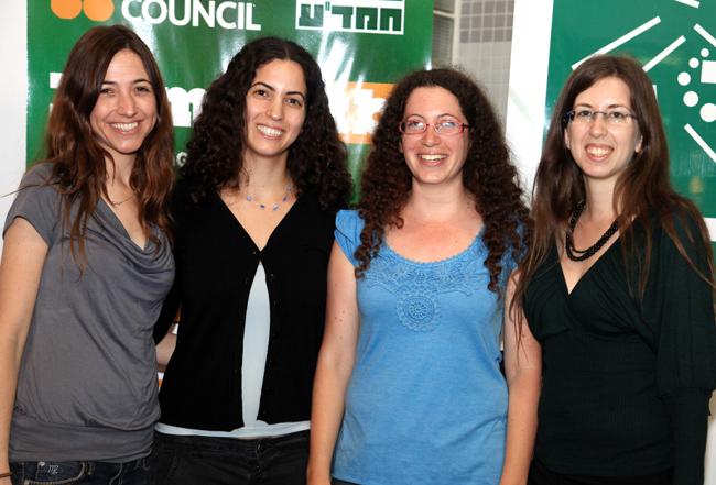 Four PaymLab brides for the years 2007-2010: from the right: Shani Vidgorn, Roni Atida, Adi Yaniv and Michal Dekal. Photo: Sion Black