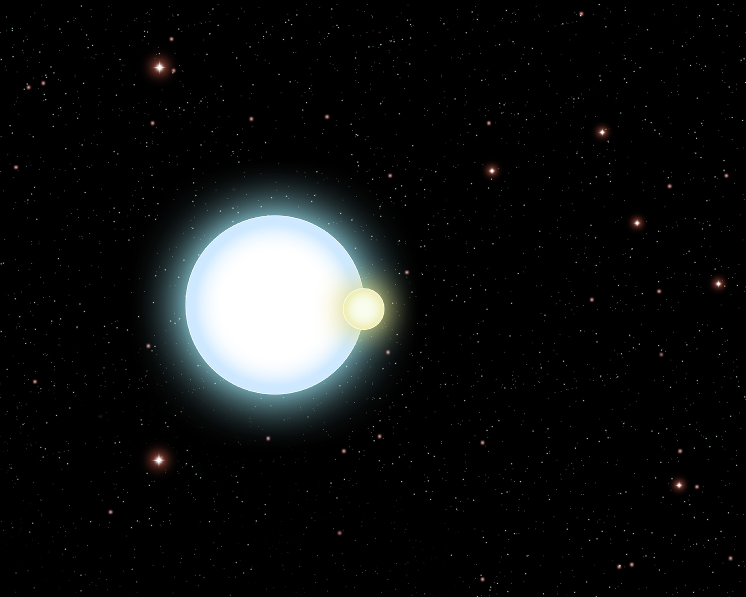 מערכת כוכב כפול לוקה בו שני החברים במערכת הם ננסים לבנים. איור: אוניברסיטת קליפורניה בסטנה ברברה