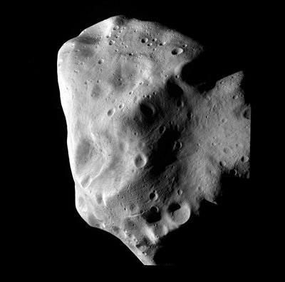 Asteroid Lutetia as imaged by the Rosetta spacecraft on July 10, 2010