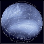 מצלמת הניטור של החללית ונוס אקספרס בתחום האולטרה סגול (0.365 מיקרומטרים) ממרחק של כ-30 אלף קילומטרים. צילום: סוכנות החלל האירופי