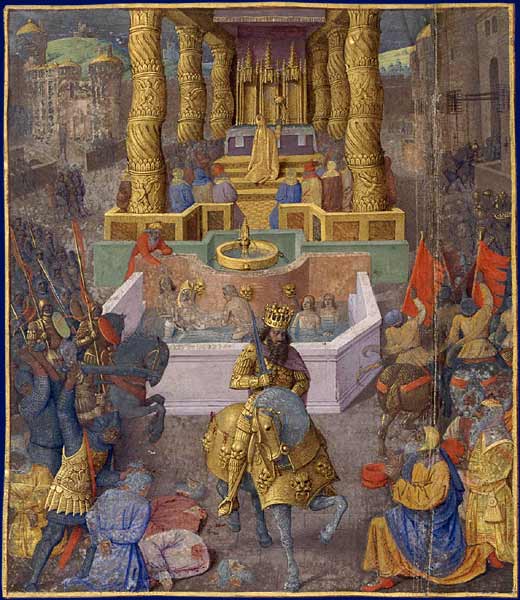 Herod conquers Jerusalem. A picture from the Middle Ages
