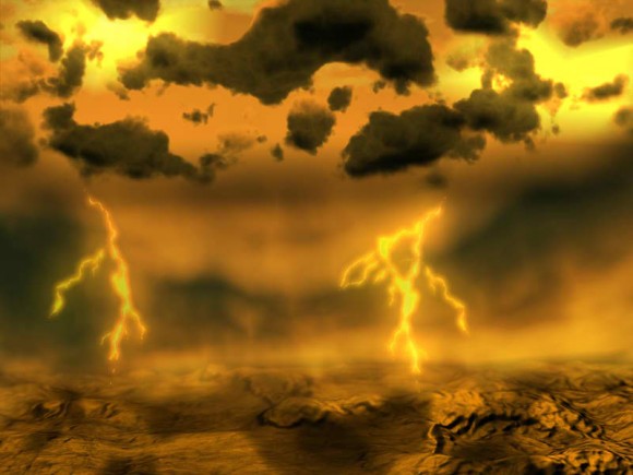 Artist's impression of lightning storms on Venus. Figure: European Space Agency