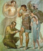 פרסקו מפומפאי מן המאה הראשונה (כיום במוזיאון הלאומי של נאפולי) מראה את לאריקס שולף חץ מרגלו של אאנס כאשר בנו של אאנס – ללולוס אסקאניוס – בוכה ליד אביו. משמאל – אמו של אאנס – האלה וונוס