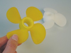 מדחף שחומר הצבע הצהוב הוחדר אליו באמצעות טכנולוגיה החדשה. צילום: Fraunhofer UMSICHT