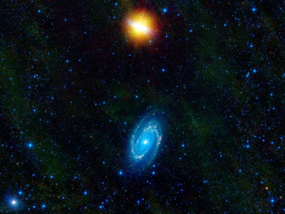 The pair of galaxies M81 and M82 as photographed by the WISE space telescope