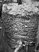 מגדל ביריחו במהלך החפירות. התמונה באדיבות בית הספר הבריטי לארכיאולוגיה בירושלים.