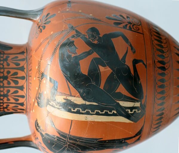 Wrestling, as commemorated on an urn in ancient Greece