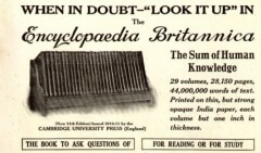 מודעת פרסומת למהדורה ה 11 של אנציקלופדיה בריטניקה (מאי 1913)