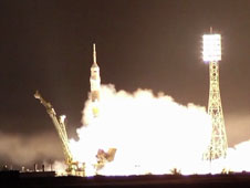 Pictured: The Soyuz TMA-02M spacecraft was launched from the Baikonur Space Center in Kazakhstan. Photo: NASA TV