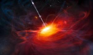 ULAS J1120+0641 - הקוואזר המרוחק ביותר - אורו מגיע אלינו כפי שנראה 770 מיליון שנה לאחר המפץ הגדול. איור: ESO
