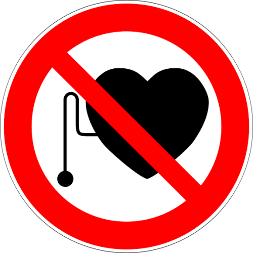 A sign prohibiting entry to those with a pacemaker. From Wikipedia