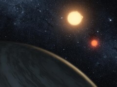 קפלר-16: כוכב לכת מקיף שתי שמשות. איור: נאס"א