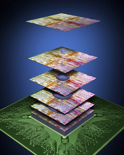 3D chips will be possible thanks to a glue developed by IBM and XNUMXM. Image: IBM
