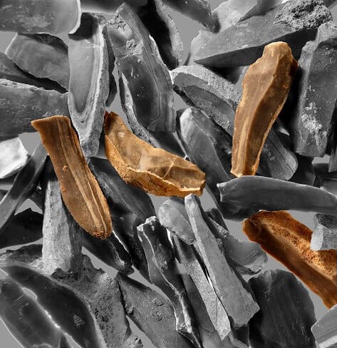 Photo of flint blades in Kesem Cave Photo: Pavel Shargo/The Institute of Archeology Tel Aviv University