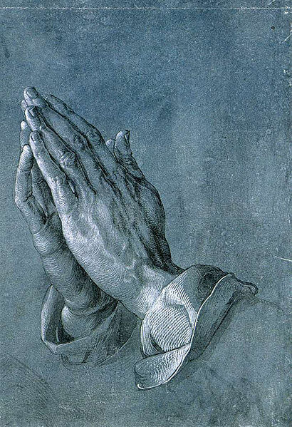 أيدي الصلاة لوحة لألبرخت دورر، حوالي عام 1508. صورة مجانية من ويكيبيديا