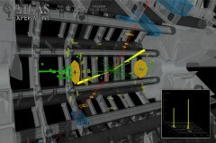 תוצר התנגשות בניסוי האטלס שעשוי להיות חלקיק היגס. איור: ניסוי אטלס ב-CERN; דצמבר 2012
