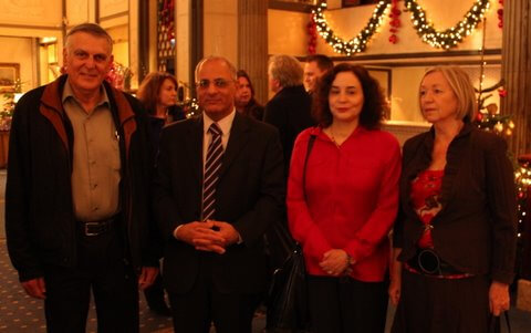 From left to right: Professor Shechtman, Ambassador Benny Dagan, Irit Dagan and Tzipi Shechtman in the lobby of the Grand Hotel. Photo: Technion spokespeople