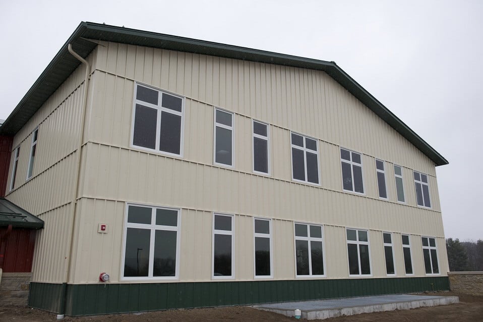 Solar windows of the Israeli Pythagoras Solar installed at the headquarters of the Organic Valley Cooperative in the city of La Farge in the state of Wisconsin, USA