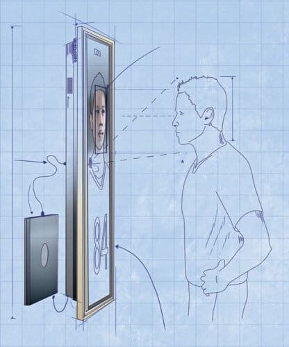 מראה המודדת את הדופק. איור: Blanddesigns.co.uk מתוך אתר Popular Science
