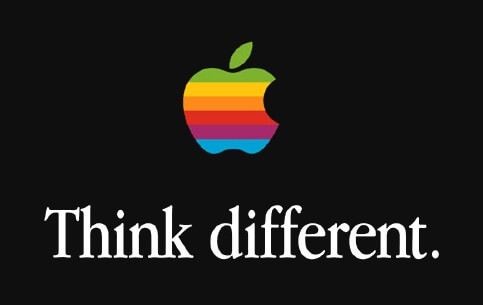 شعار أبل من التسعينات "فكر بشكل مختلف"