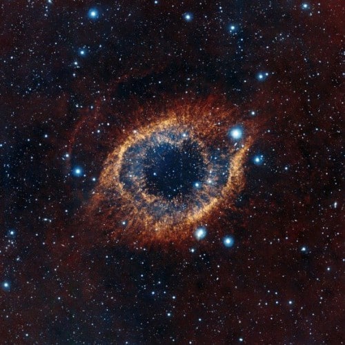 The European Southern Observatory's Vista telescope at Parnell in Chile captured this spectacular image of the Helical Nebula. Credit: ESO/VISTA/J. Emerson.