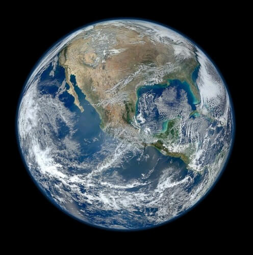 The Blue Marble - Western Hemisphere, 2012. Tribute to a photograph taken by the Apollo 17 spacecraft from 1972