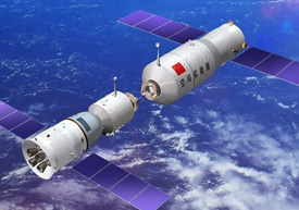 הדמיה של עגינת חללית מדגם השנז'ו במעבדת החלל הסינית טיאנגונג 1. איור: סוכנות החלל הממשלתית הסינית הדמיה של עגינת חללית מדגם השנז'ו במעבדת החלל הסינית טיאנגונג 1. איור: סוכנות החלל הממשלתית הסינית הדמיית עגינת חללית שנז'ו (משמאל) בתחנת החלל הסינית גואנדונג 1. איור: סוכנות החלל הסינית