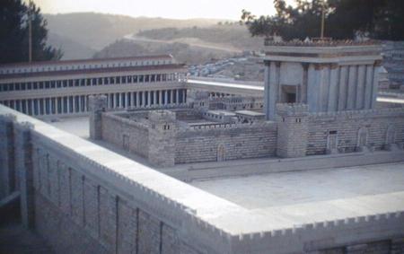 The model of the Second Temple as photographed at the Holyland Hotel before it was transferred to the Israel Museum. From Wikipedia
